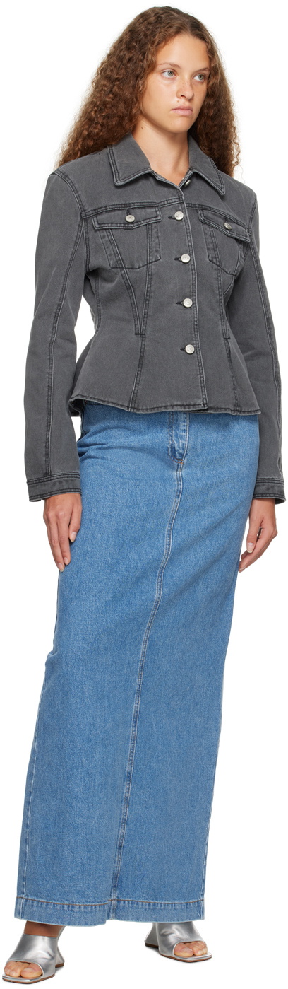 Magda Butrym Gray Peplum Denim Jacket