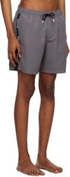 BOSS Gray Drawstring Swim Shorts