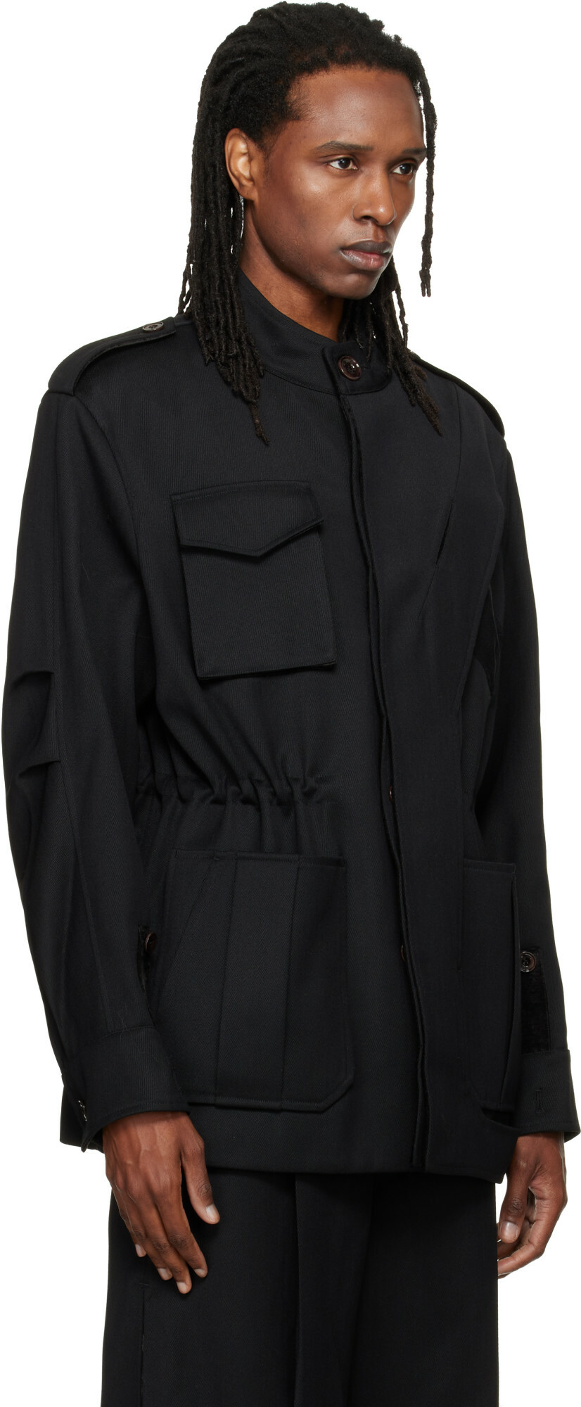 NULLUS Black Deconstructed Parka Jacket