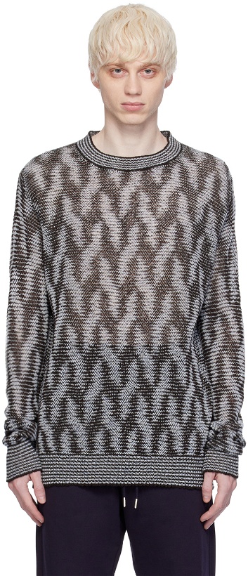 Photo: Dries Van Noten Blue & Brown Relaxed Fit Sweater
