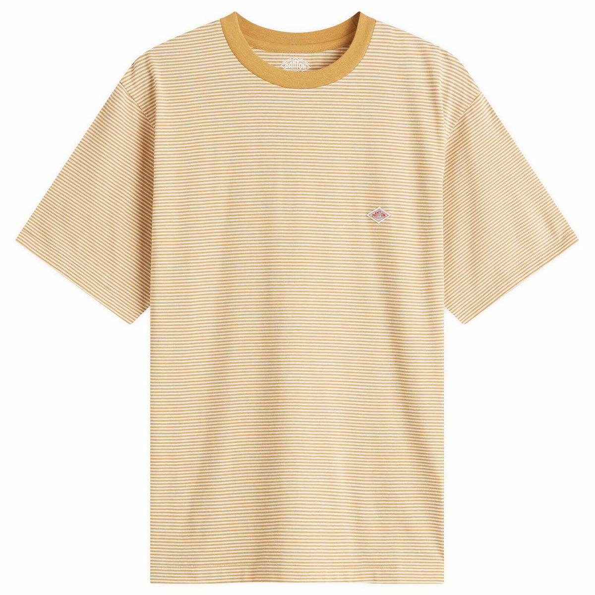 Danton Men's Fine Stripe T-Shirt in Beige/Ecru