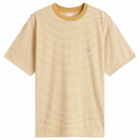 Danton Men's Fine Stripe T-Shirt in Beige/Ecru