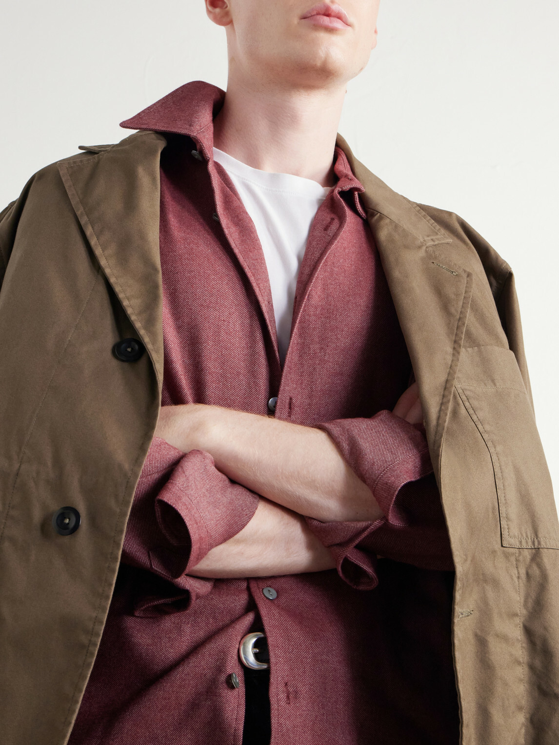 SECOND / LAYER - Brushed Cotton Shirt - Red