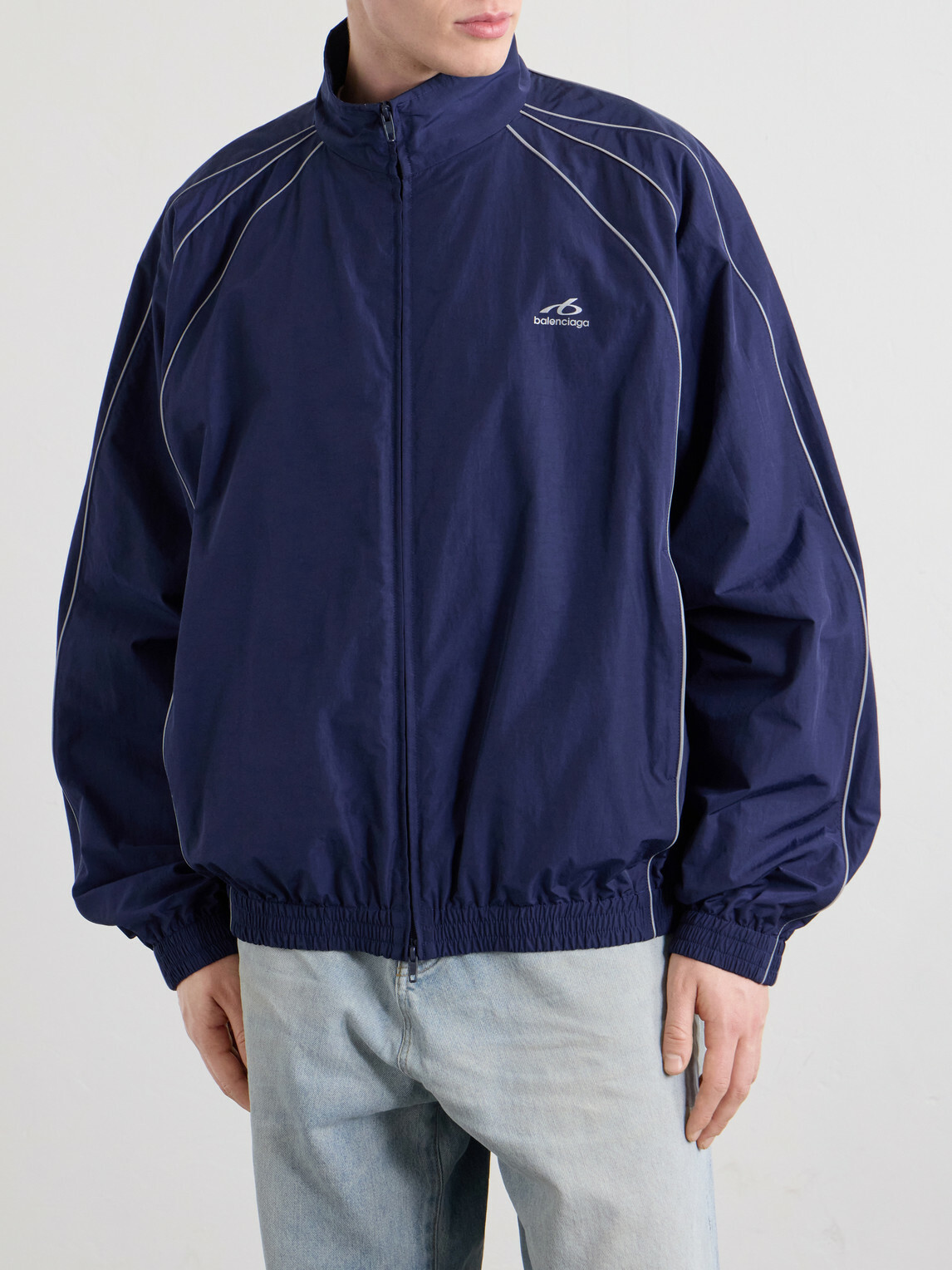 Balenciaga - Logo-Print Cotton-Blend Track Jacket - Blue