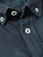 La Paz - Button-Down Collar Linen Shirt - Blue