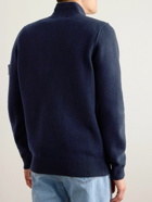 Stone Island - Logo-Appliquéd Wool-Blend Half-Placket Sweater - Blue