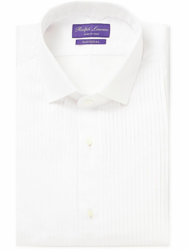 Photo: Ralph Lauren Purple label - Double-Cuff Bib-Front Cotton-Poplin Shirt - White