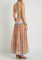 Zimmermann Indra Printed Metallic Cotton and Silk-blend Midi Dress Pink