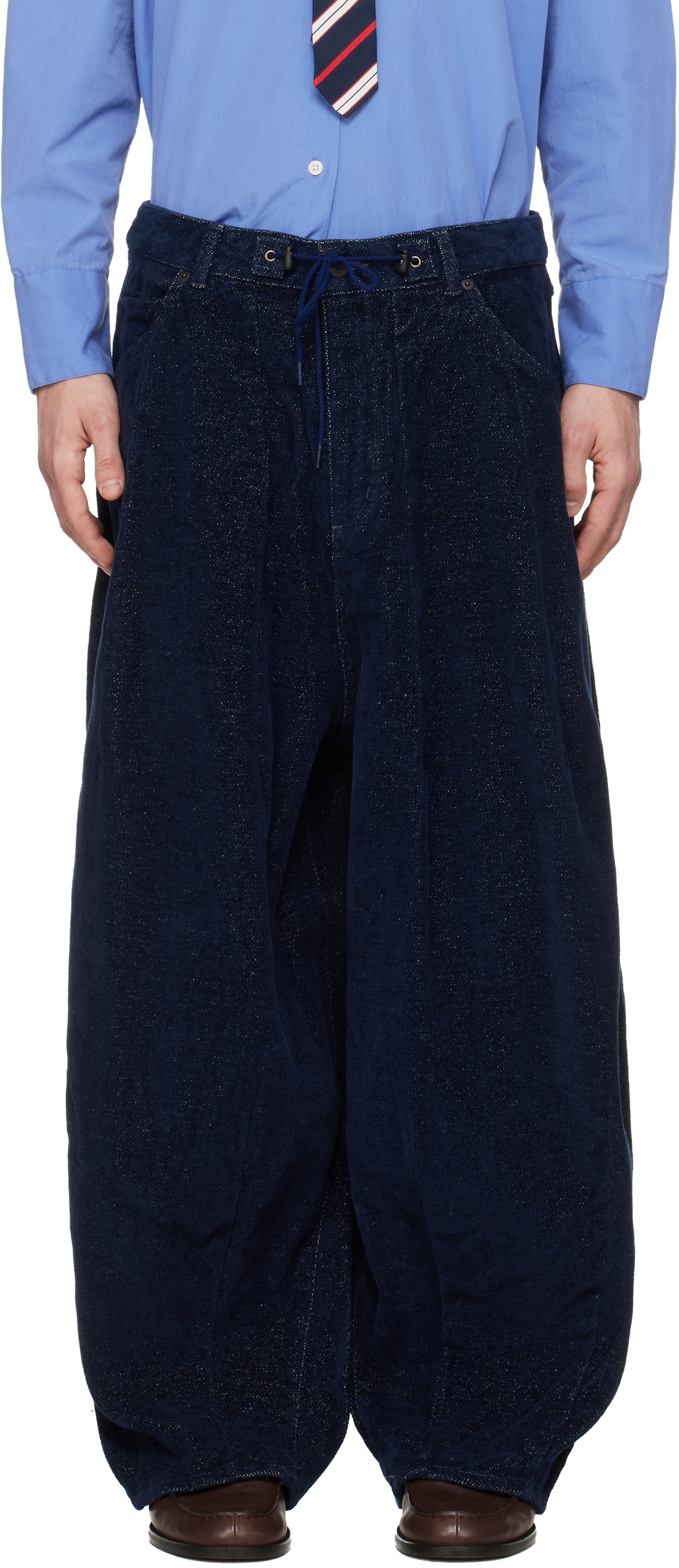 Navy H.D. Trousers by NEEDLES on Sale
