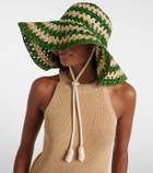 Alémais Poppy striped crochet raffia sun hat