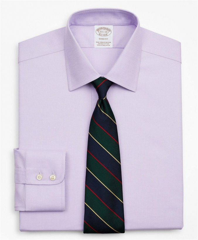 Photo: Brooks Brothers Men's Stretch Soho Extra-Slim-Fit Dress Shirt, Non-Iron Royal Oxford Ainsley Collar | Lavender