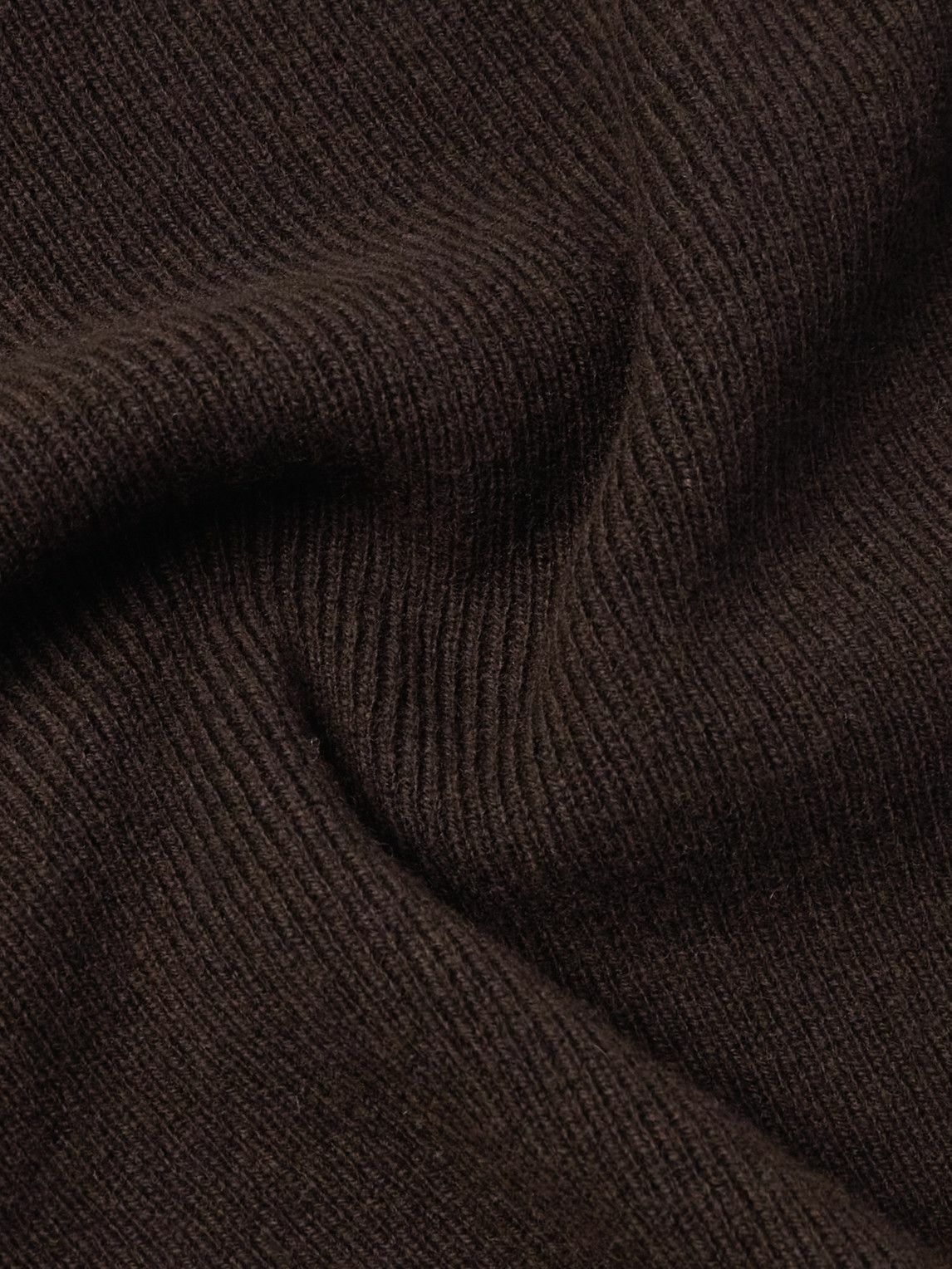 MILES LEON - Slim-Fit Ribbed Merino Wool and Cashmere-Blend Rollneck Sweater - Brown
