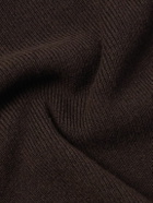 MILES LEON - Slim-Fit Ribbed Merino Wool and Cashmere-Blend Rollneck Sweater - Brown
