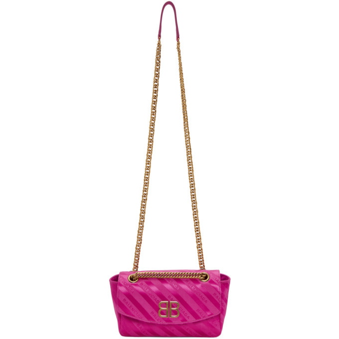 Balenciaga Pink Small Jacquard BB Chain Bag Balenciaga