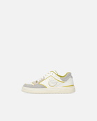 Pinko Flat Leather Sneakers With Embroidered Logo White/Lime