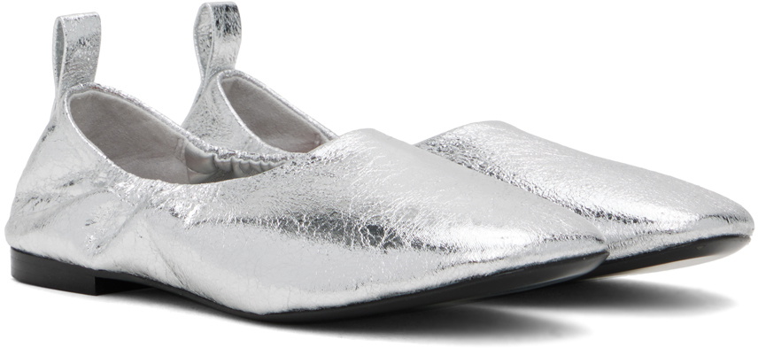 SIMONMILLER Silver Crinkle Metallic Riad Ballerina Flats