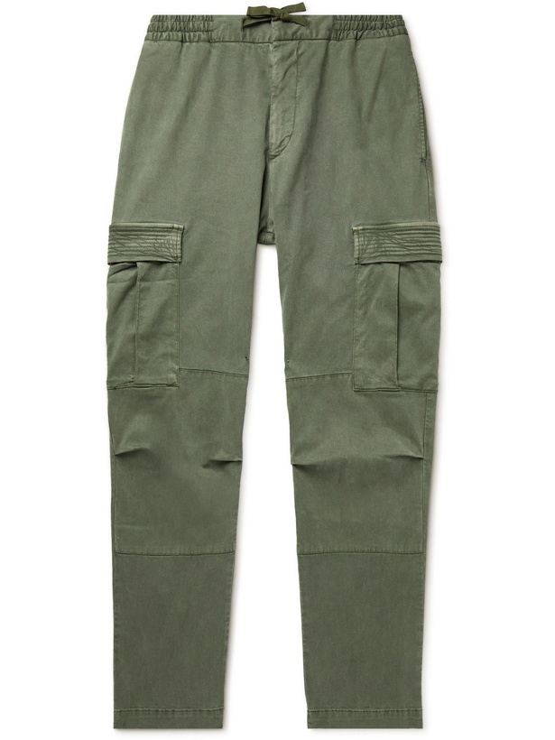 Photo: Officine Générale - Jay Garment-Dyed Lyocell-Blend Twill Drawstring Cargo Trousers - Green