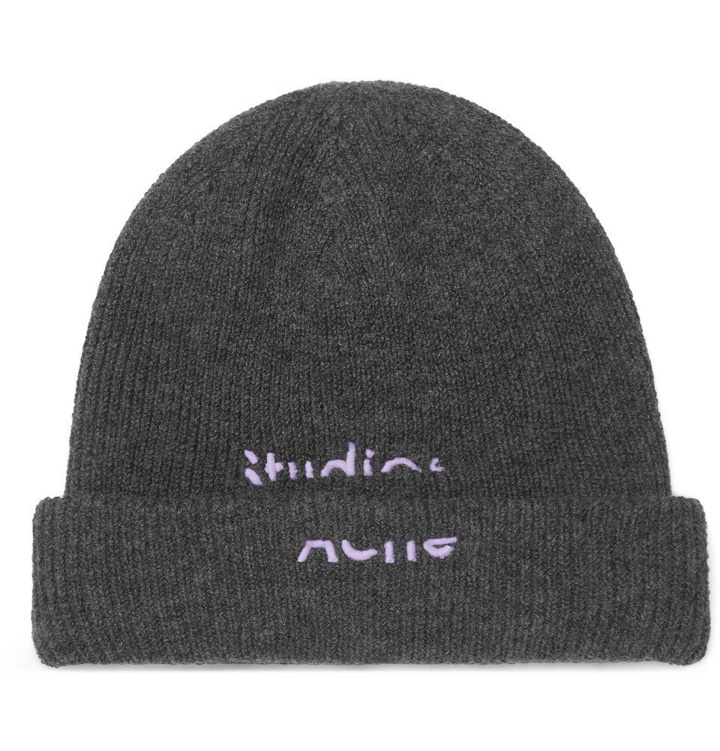 Photo: Acne Studios - Logo-Embroidered Wool-Blend Beanie - Gray