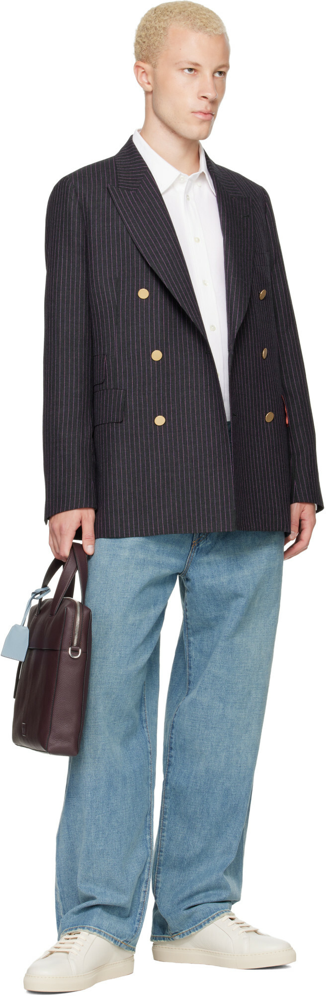 Paul Smith Burgundy Leather Double-Zip Folio Briefcase