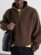 Jil Sander - Wool-Blend Brushed Half-Zip Sweater - Brown