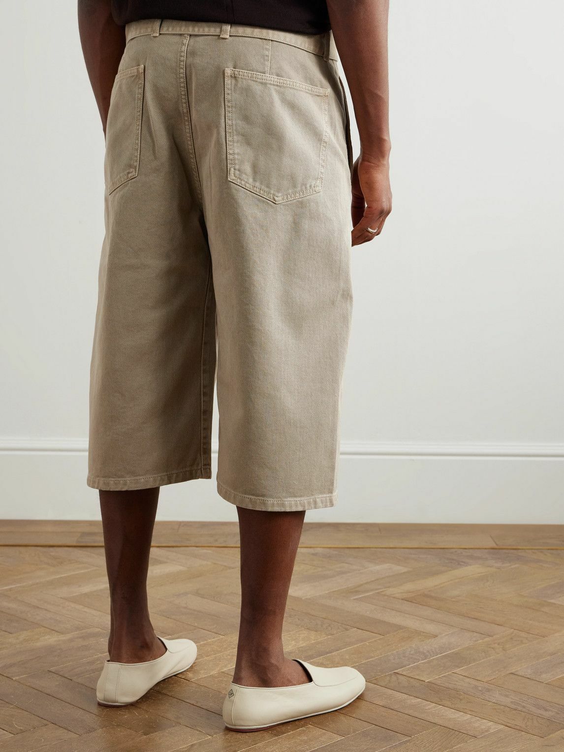 LEMAIRE - Twisted Wide-Leg Belted Garment-Dyed Denim Shorts