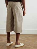 LEMAIRE - Twisted Wide-Leg Belted Garment-Dyed Denim Shorts - Neutrals