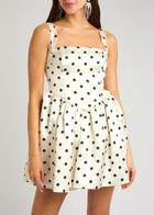 Self-portrait Polka dot Satin Mini Dress Cream