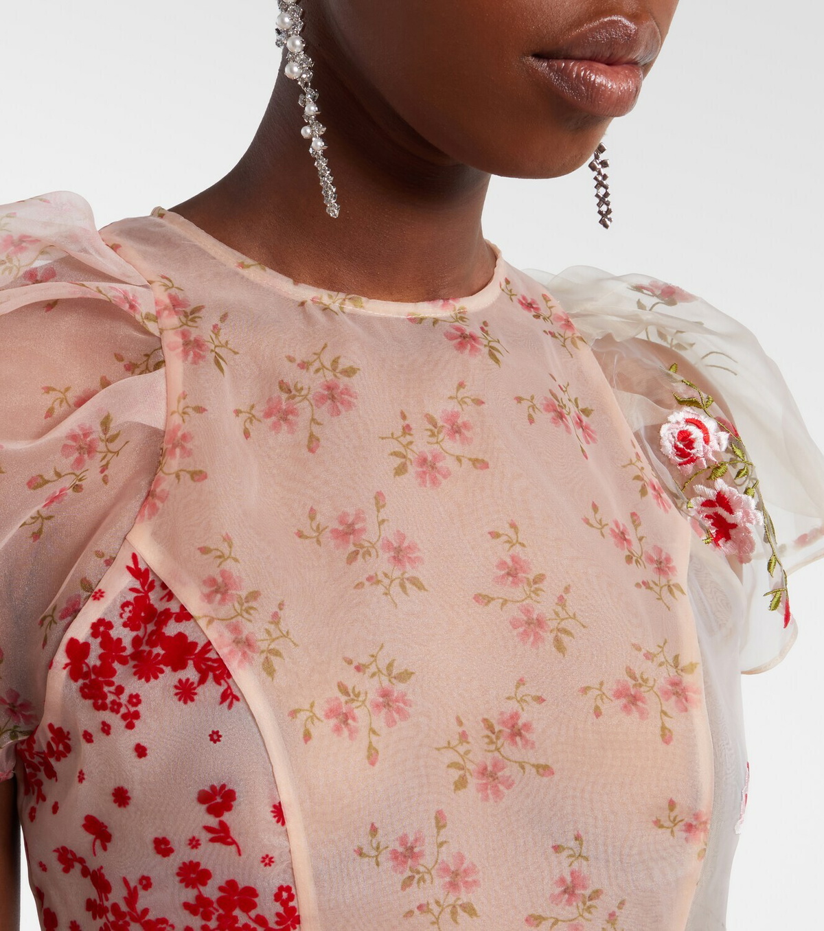 Simone Rocha Patchwork sheer organza midi dress