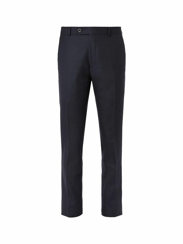 Photo: Mr P. - Slim-Fit Navy Worsted Wool Trousers - Blue