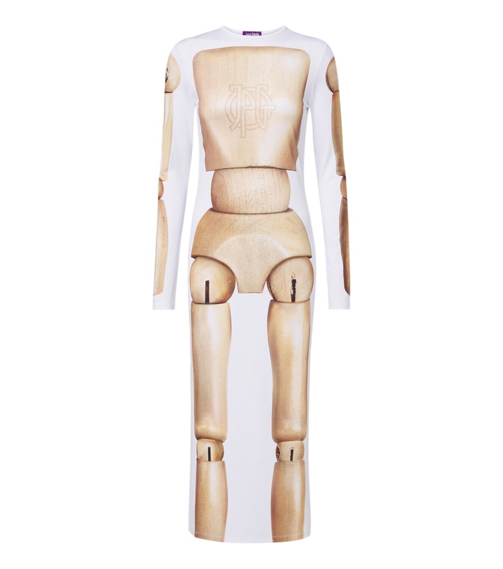 jean paul gaultier asymmetric printed metallic knitted maxi dress Asymmetrical trompe l'œil midi Jean Paul Gaultier Sizes:0 Blue Plunge Ruched Bum size:6 Neiman marcus gpd751agd603a Color