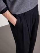 ssstein - Straight-Leg Silk-Blend Flannel Trousers - Black