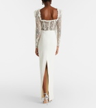 Alessandra Rich Bow-detail lace-trimmed cady gown