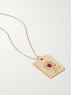 Bleue Burnham - Poetry Engraved 9-Karat Gold Ruby Necklace