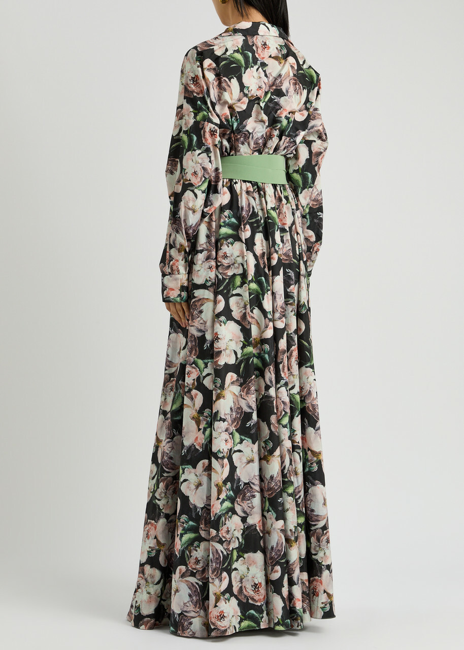 Norma Kamali Floral-print Shell Maxi Dress Pink