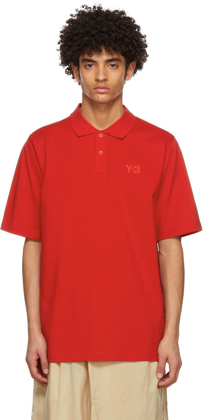 Y-3 Red Piqué Classic Logo Polo Y-3