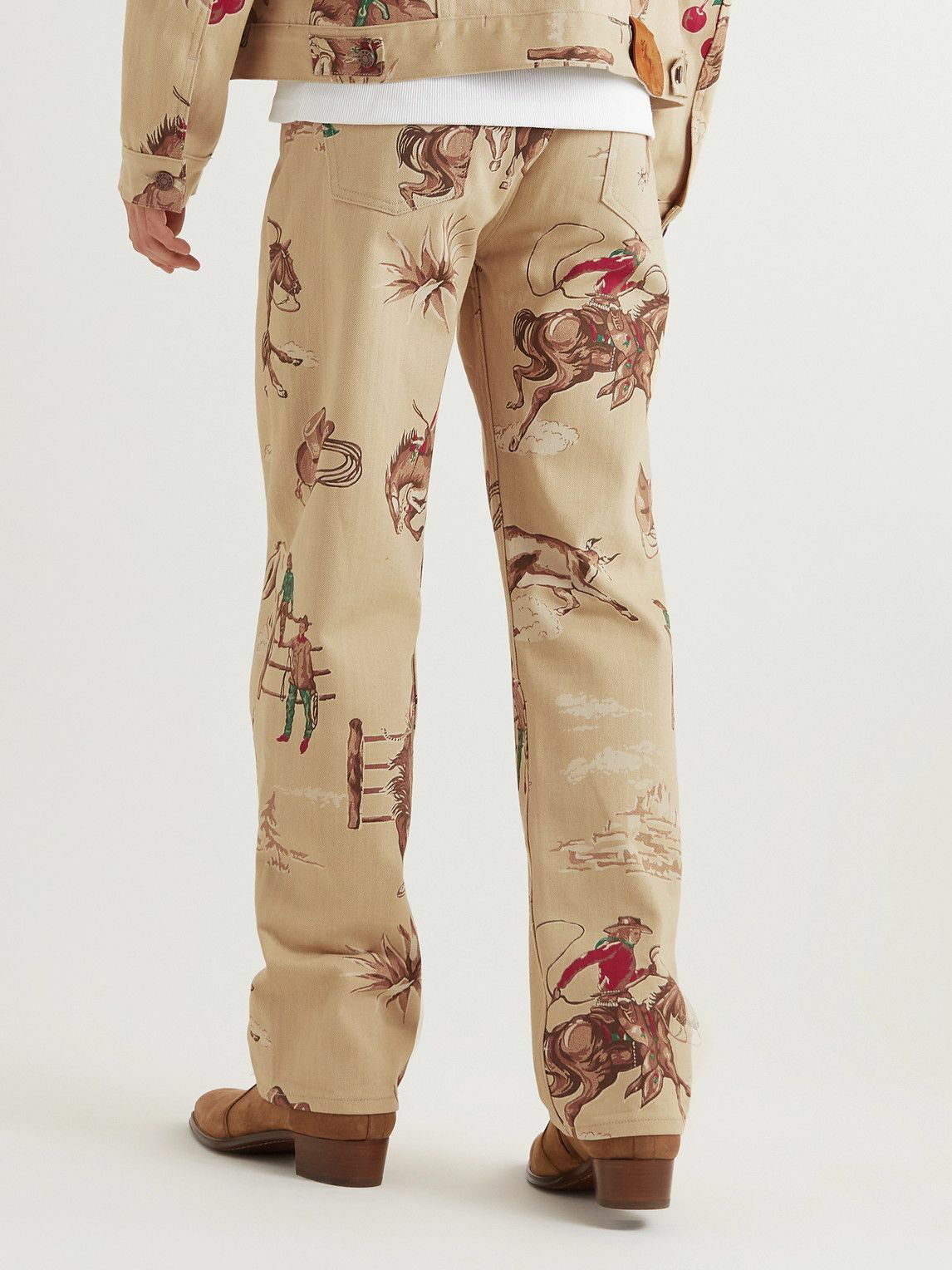 CHERRY LA - Cowboy Straight-Leg Cotton-Blend Canvas-Jacquard