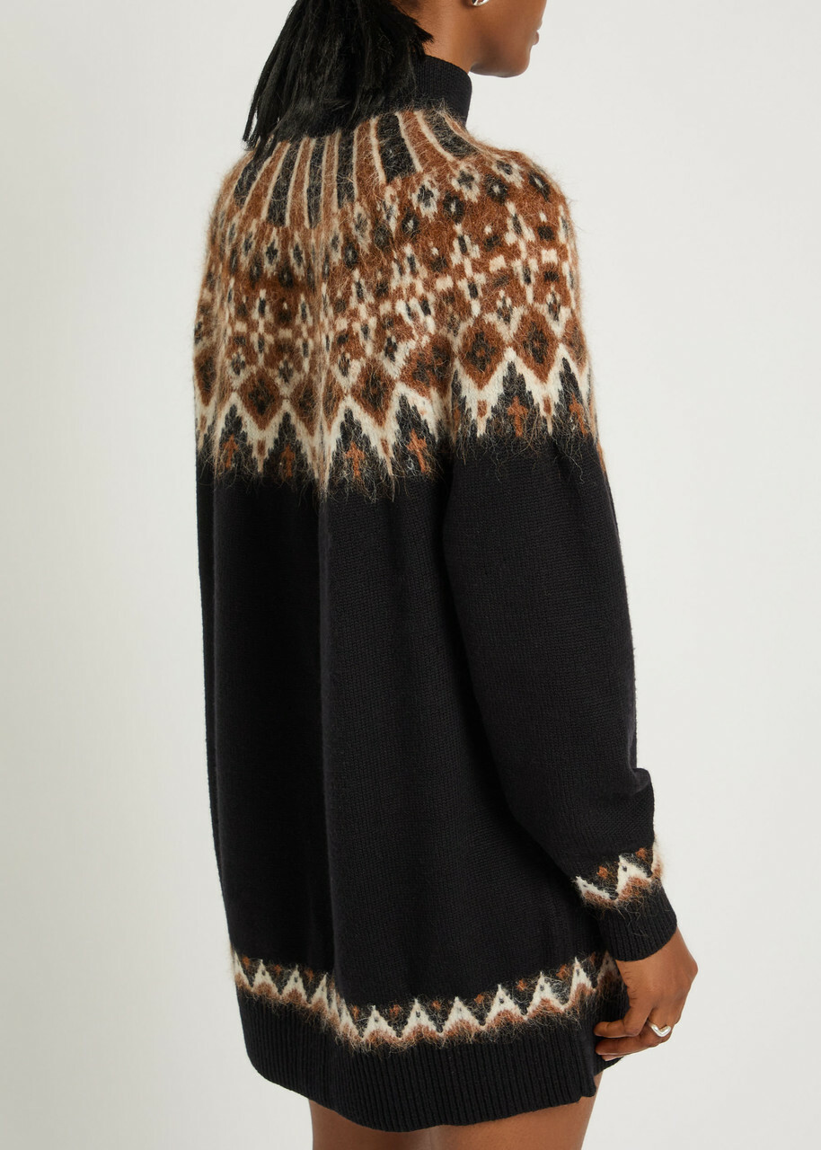Staud Liza Patterned Wool-blend Jumper Dress Multicoloured