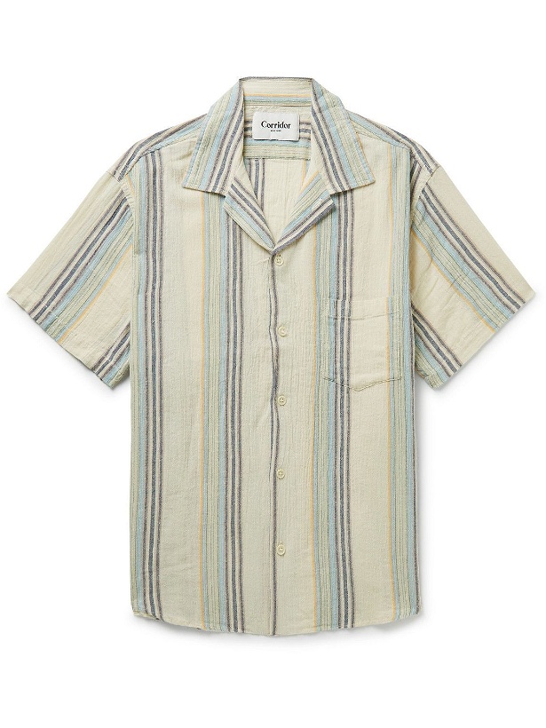 Photo: Corridor - Camp-Collar Striped Cotton Shirt - Neutrals
