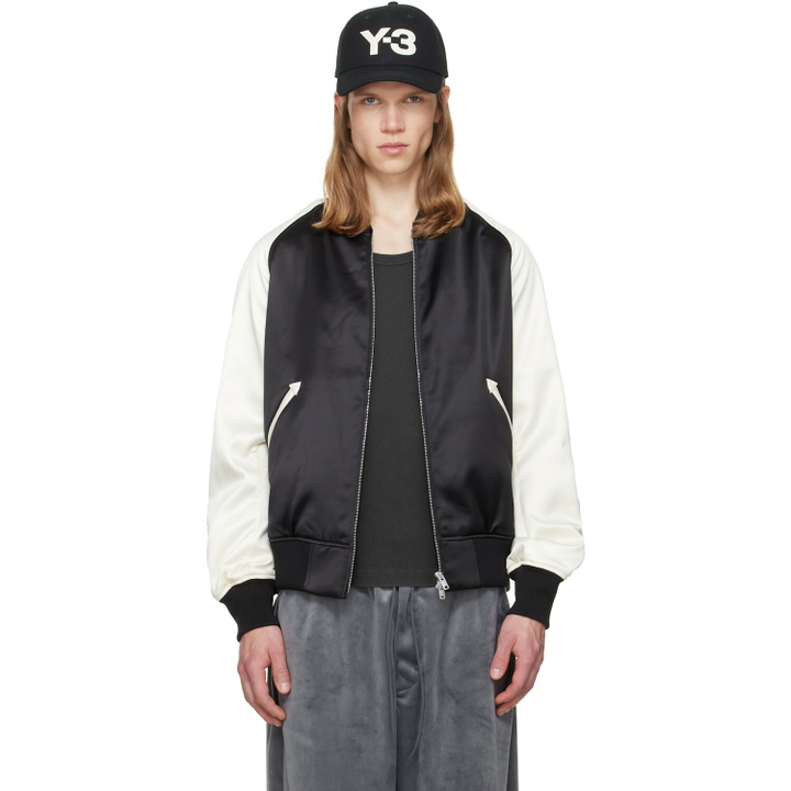 Photo: Y-3 Black Liquid Logo Satin Souvenir Jacket