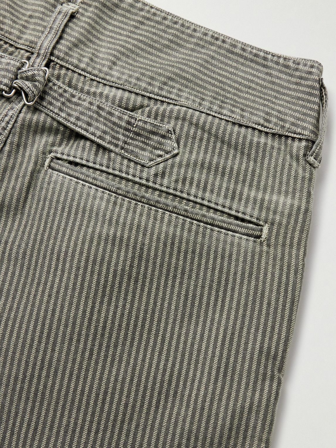 Visvim - Pastoral Straight-Leg Panelled Striped Cotton-Moleskin Trousers - Gray