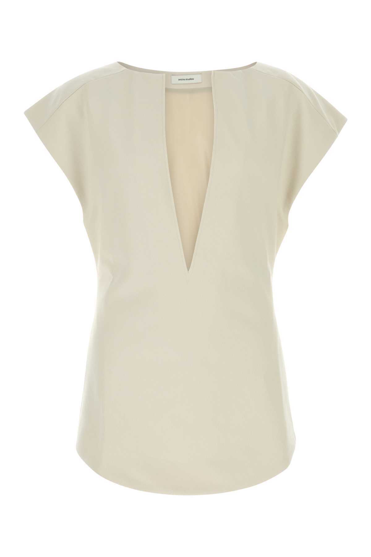 Entire Studios Sand Stretch Polyester Blend Deep Vee Tank Top