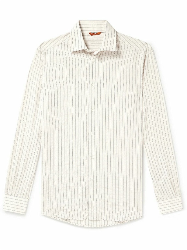 Photo: Barena - Surian Striped Modal-Blend Seersucker Shirt - White