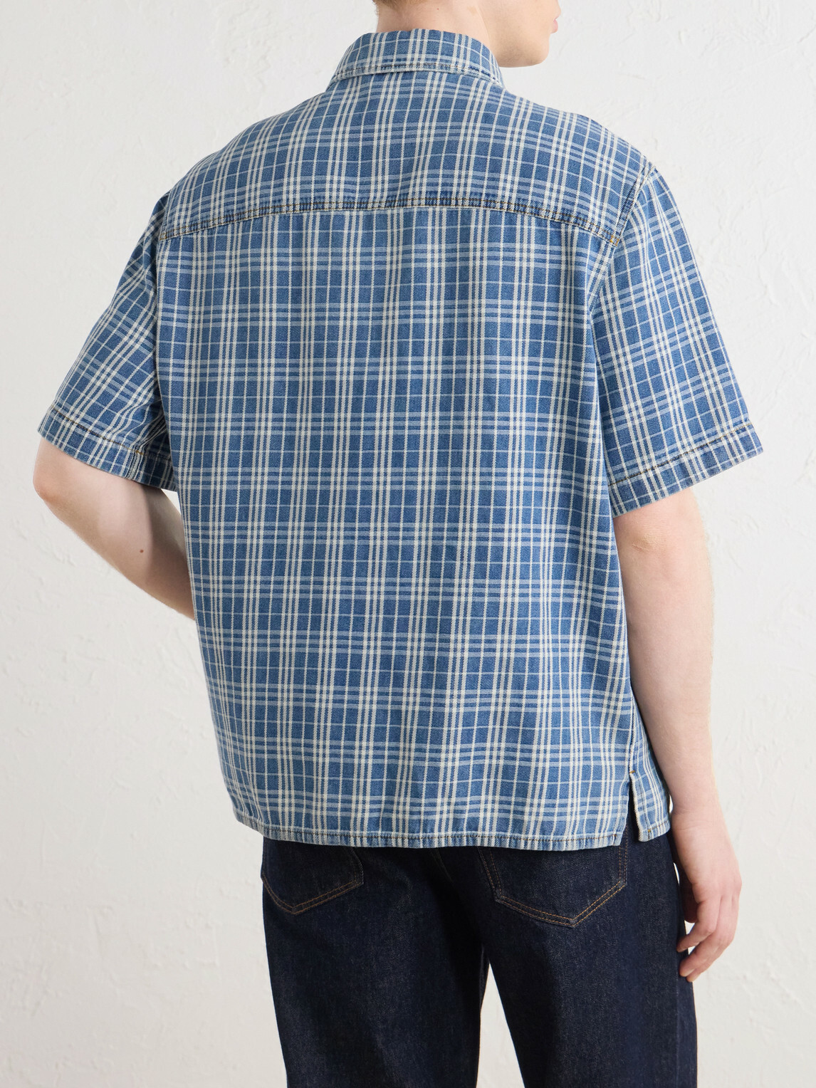 Burberry - Logo-Appliquéd Checked Denim Shirt - Blue