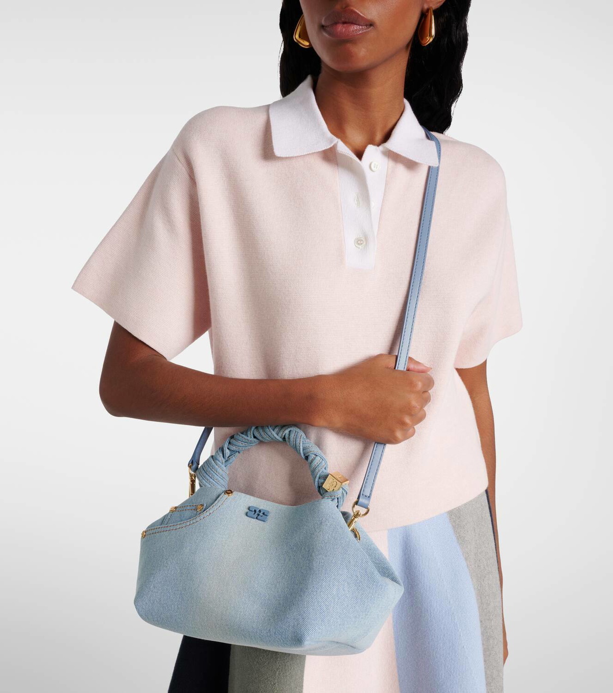 Ganni Bou Small denim tote bag GANNI