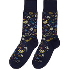 Paul Smith Navy Decoupage Floral Socks