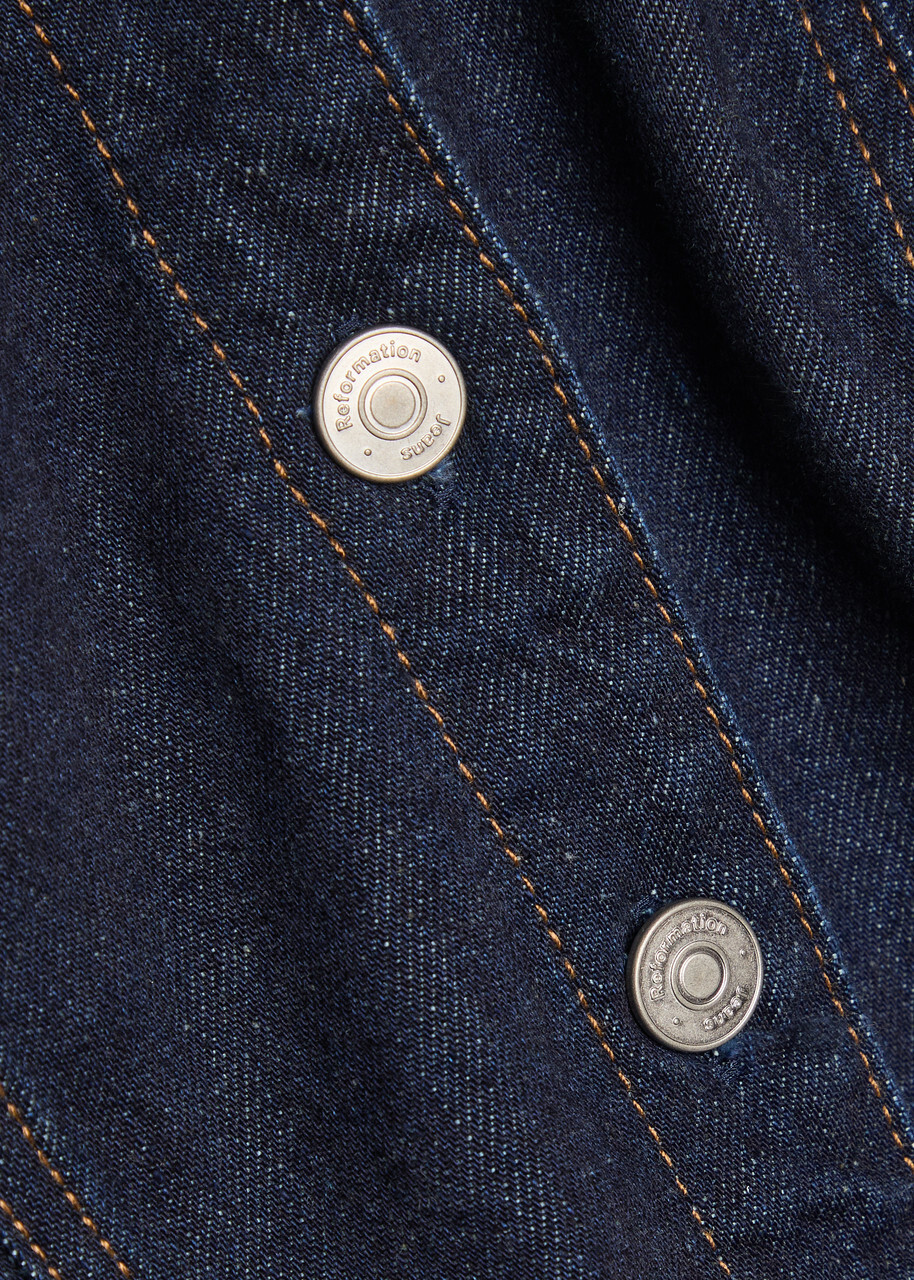 Reformation Knightly Panelled Denim Jacket Blue