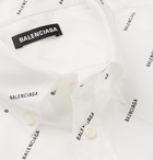 Balenciaga - Button-Down Collar Logo-Print Cotton-Poplin Shirt - White