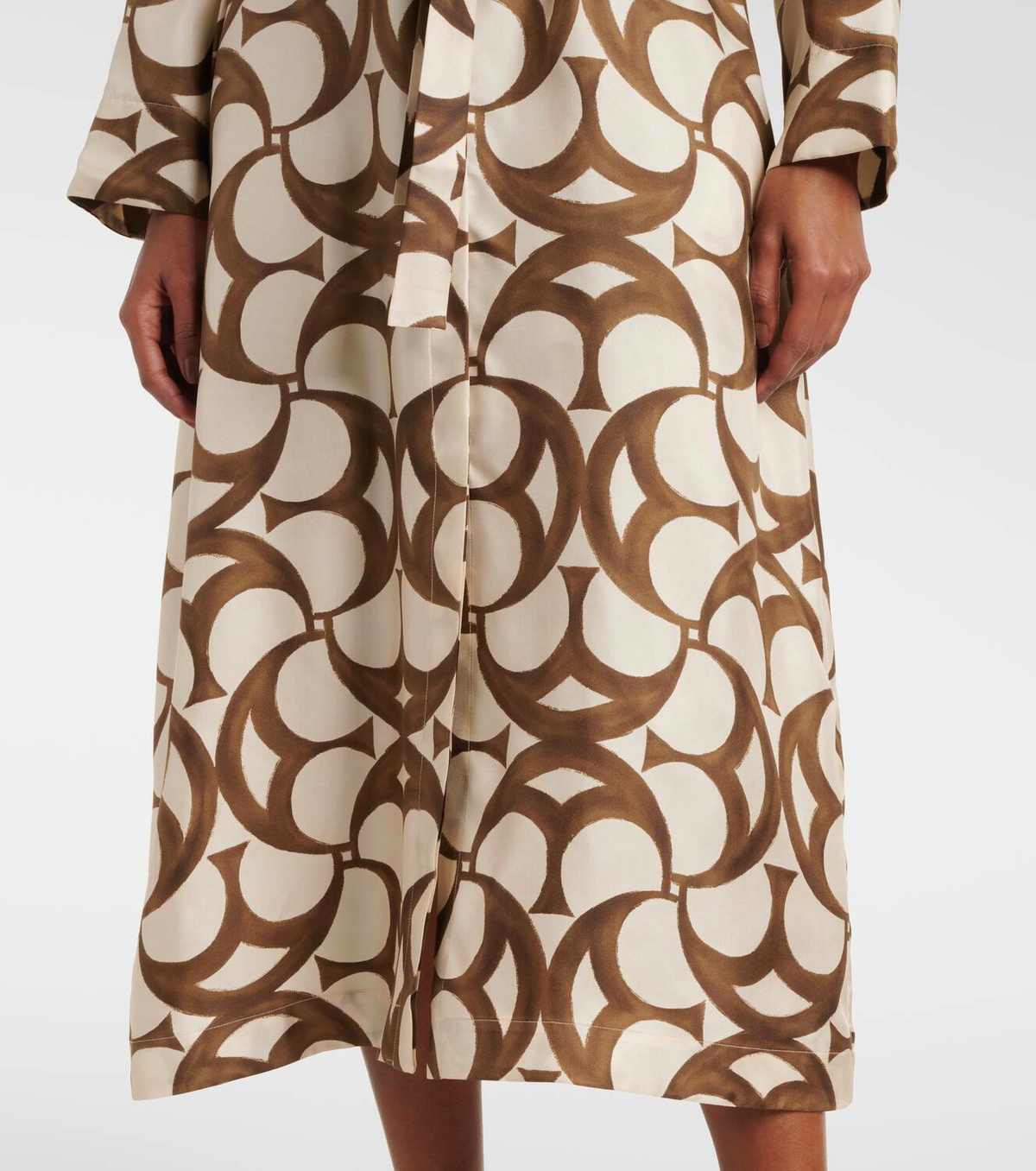 max mara printed silk shirt dress Max Mara | Woman - Printed silk shirt dress - Stone