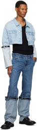 Coperni Blue Cropped Hybrid Denim Jacket