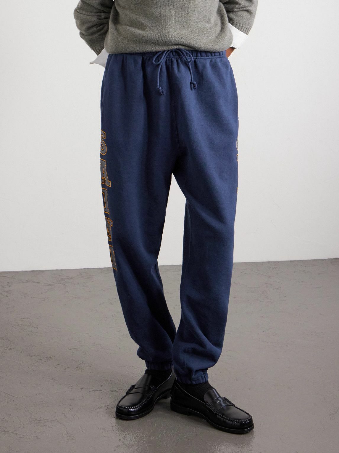 SAINT MXXXXXX - Saint College Logo-Print Cotton-Jersey Sweatpants - Blue